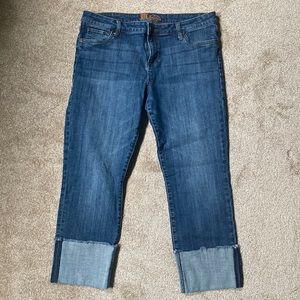 KUT FROM THE KLOTH Cropped Wide Raw Edge Cuffed Hem Jeans Sz 14